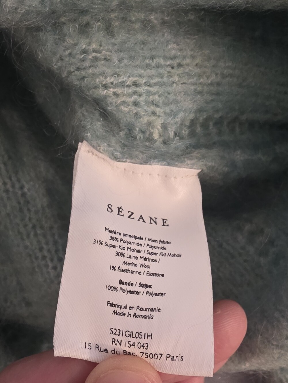 Sezane Amance Cardigan - Sea Green - Picture 6 of 7